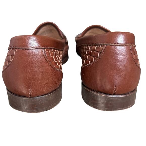 J Crew Winona Brown Woven Leather Penny Loafers Size 8.5 Preppy Classic - Picture 7 of 13